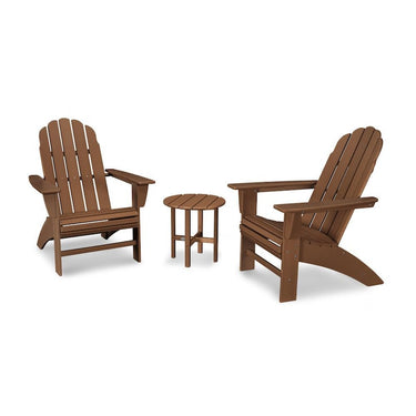POLYWOOD Vineyard 3-Piece Curveback Adirondack Set - Teak